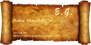 Baka Gusztáv névjegykártya